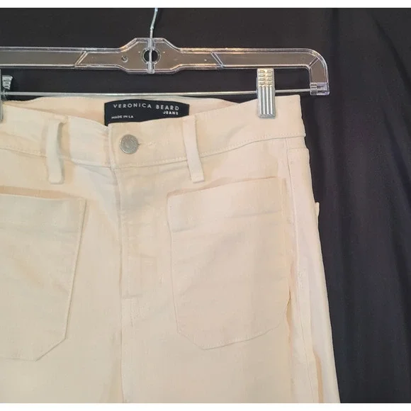 Veronica Beard Sheridan Exaggerated Flare Jeans Cream High Rise 26